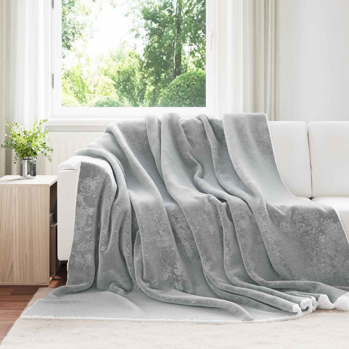 Throw Blanket 240 x 220 cm 2.67 kg Fleece Grey