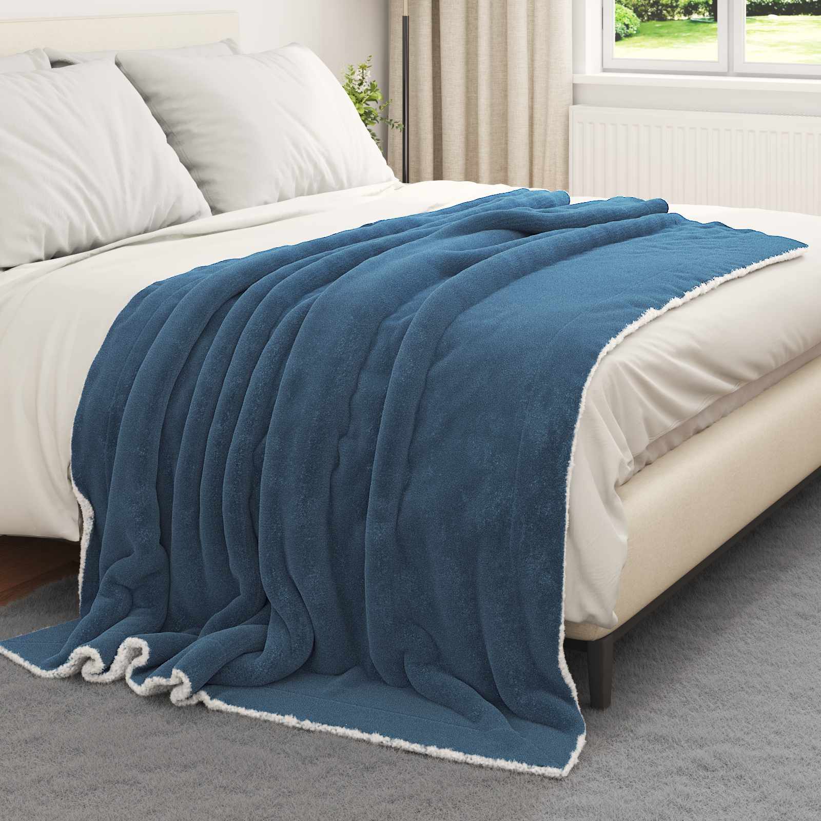 vidaXL Throw Blanket Navy Blue 150 x 200 cm 1.64 kg Fleece 3