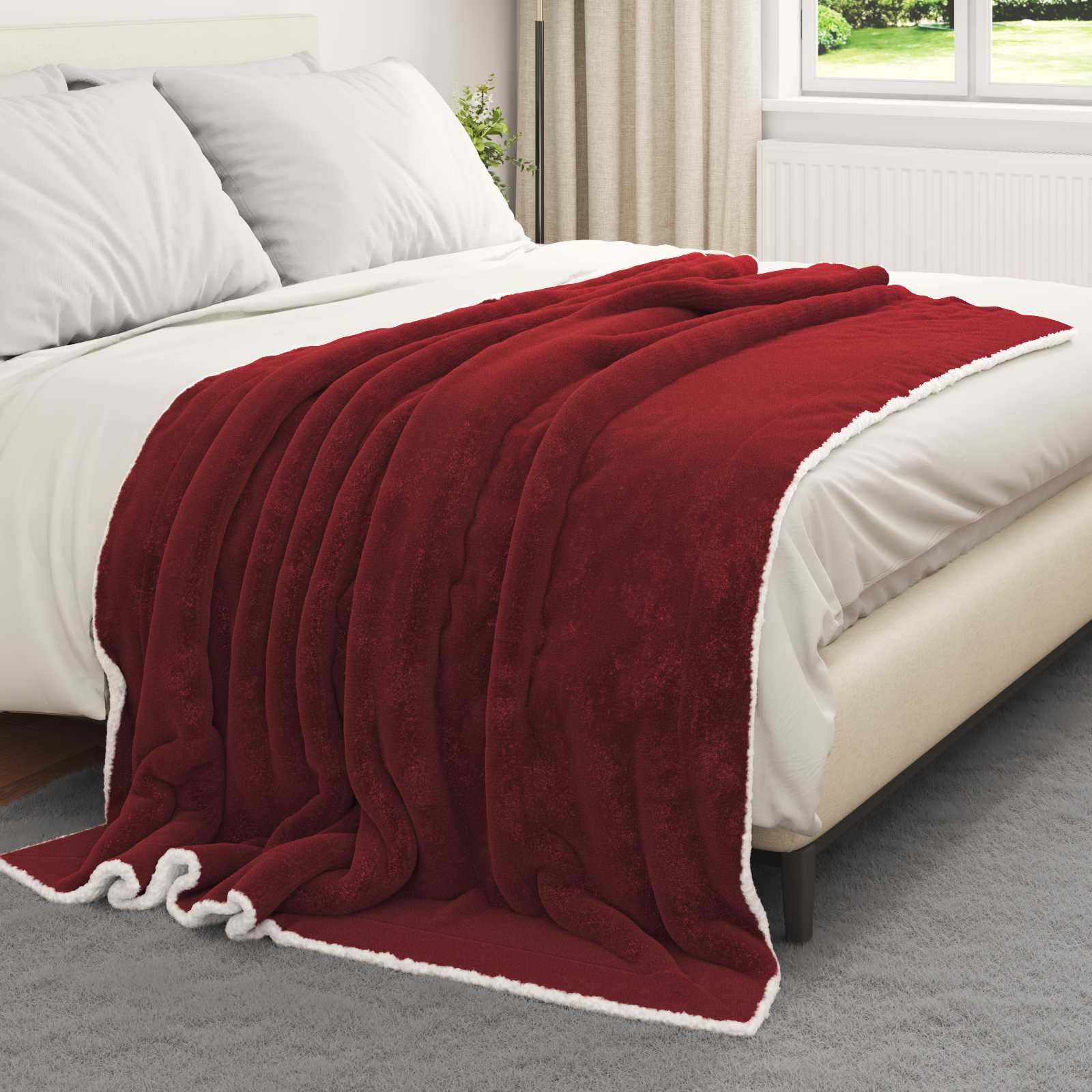 vidaXL Throw Blanket Bordeaux Red 150 x 200 cm 1.64 kg Fleece 3