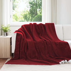 Throw Blanket 240 x 220 cm 2.67 kg Fleece Bordeaux red