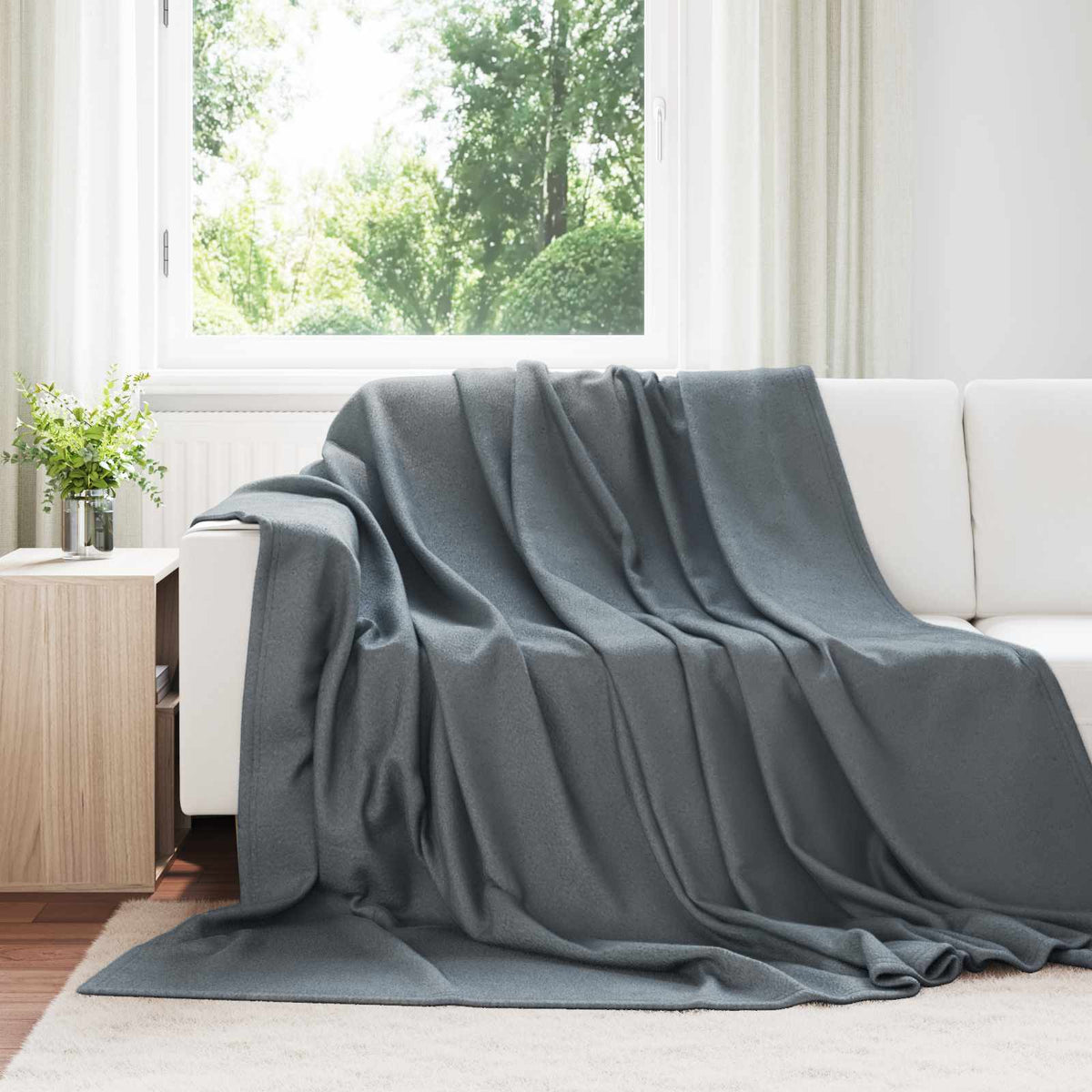 Throw Blankets 240 x 220 cm 4.28 kg Fleece 6 pcs Dark grey