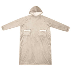 vidaXL Blanket Hoodie Beige L Fleece and Flannel 2