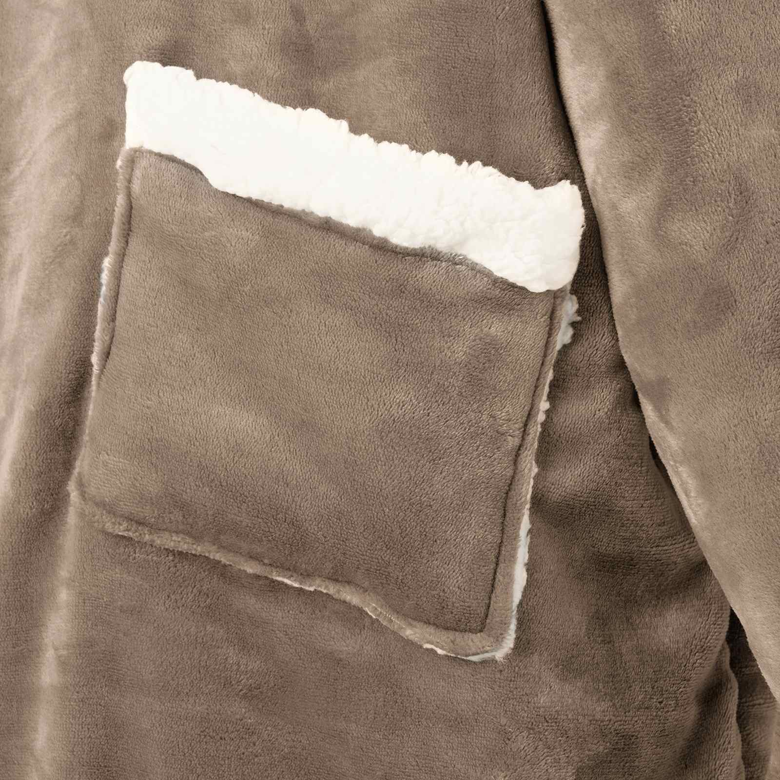 vidaXL Blanket Hoodie Camel M Fleece and Flannel 6