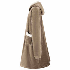 vidaXL Blanket Hoodie Camel M Fleece and Flannel 3