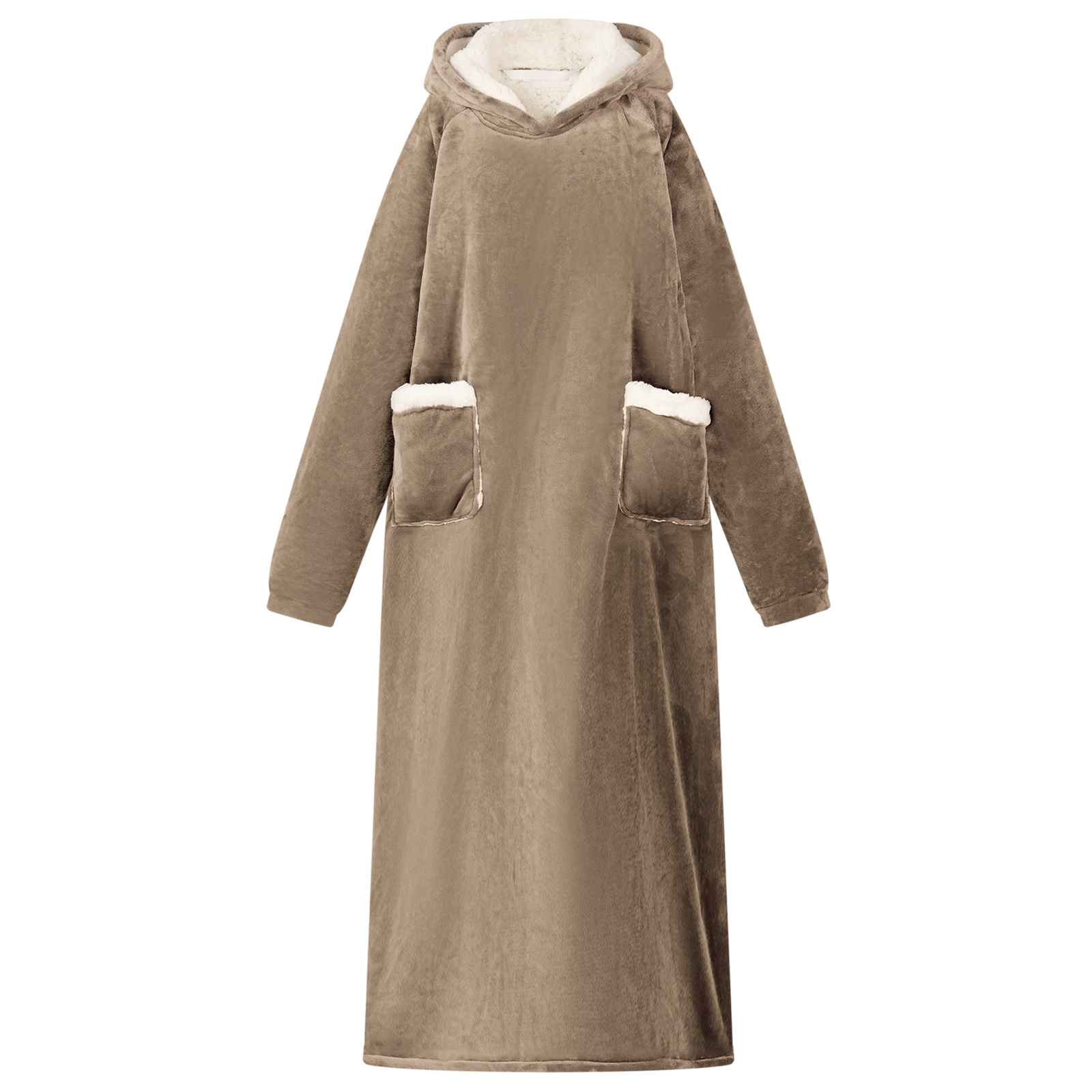 vidaXL Blanket Hoodie Camel L Fleece and Flannel 1