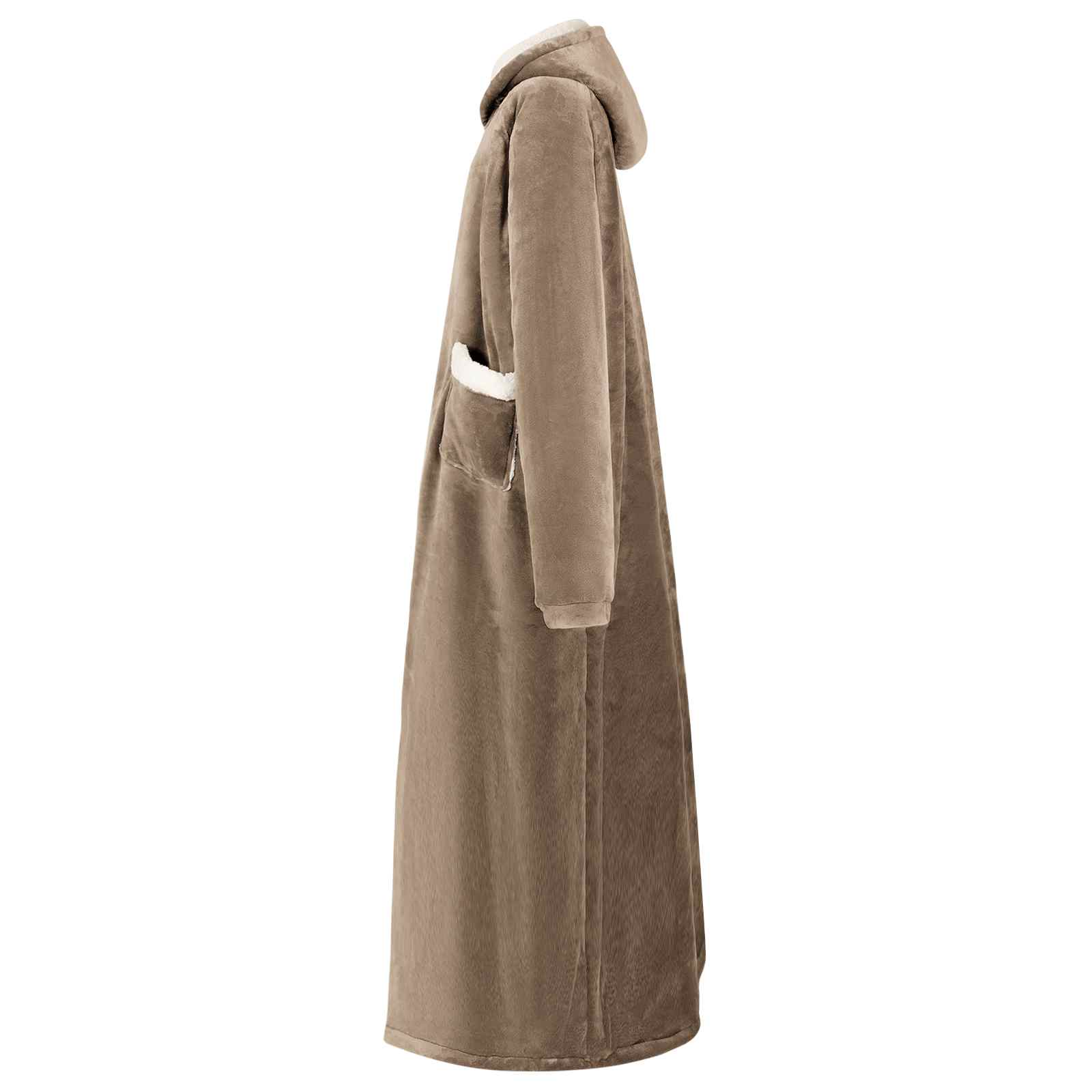 vidaXL Blanket Hoodie Camel L Fleece and Flannel 3