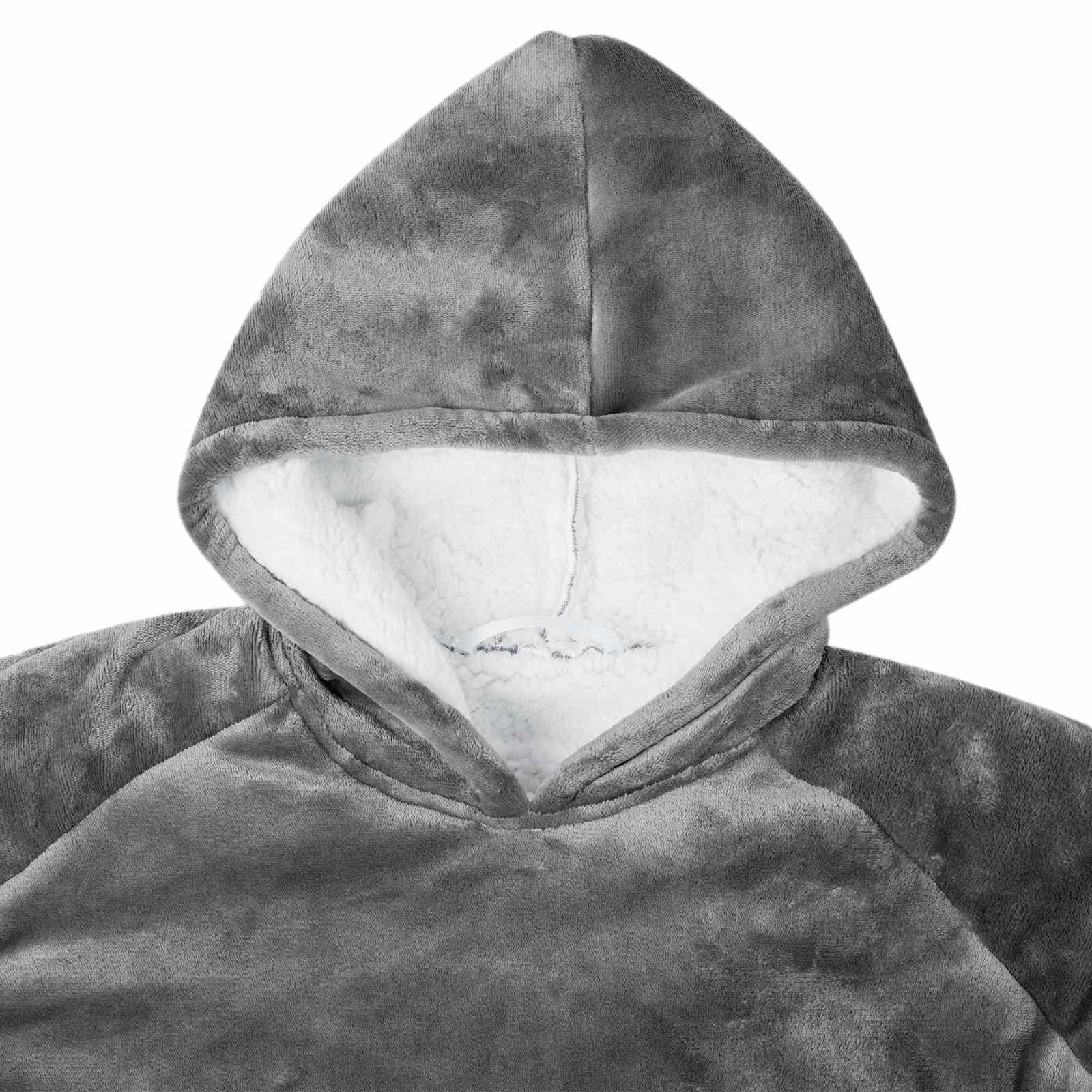 vidaXL Blanket Hoodie Dark Grey M Fleece and Flannel 5