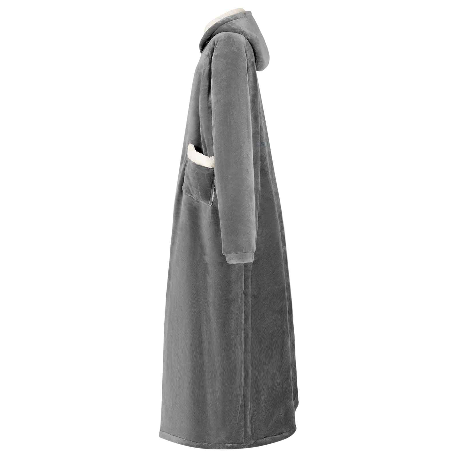 vidaXL Blanket Hoodie Dark Grey L Fleece and Flannel 3