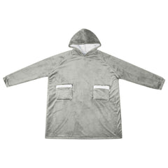 vidaXL Blanket Hoodie Grey L Fleece and Flannel 2