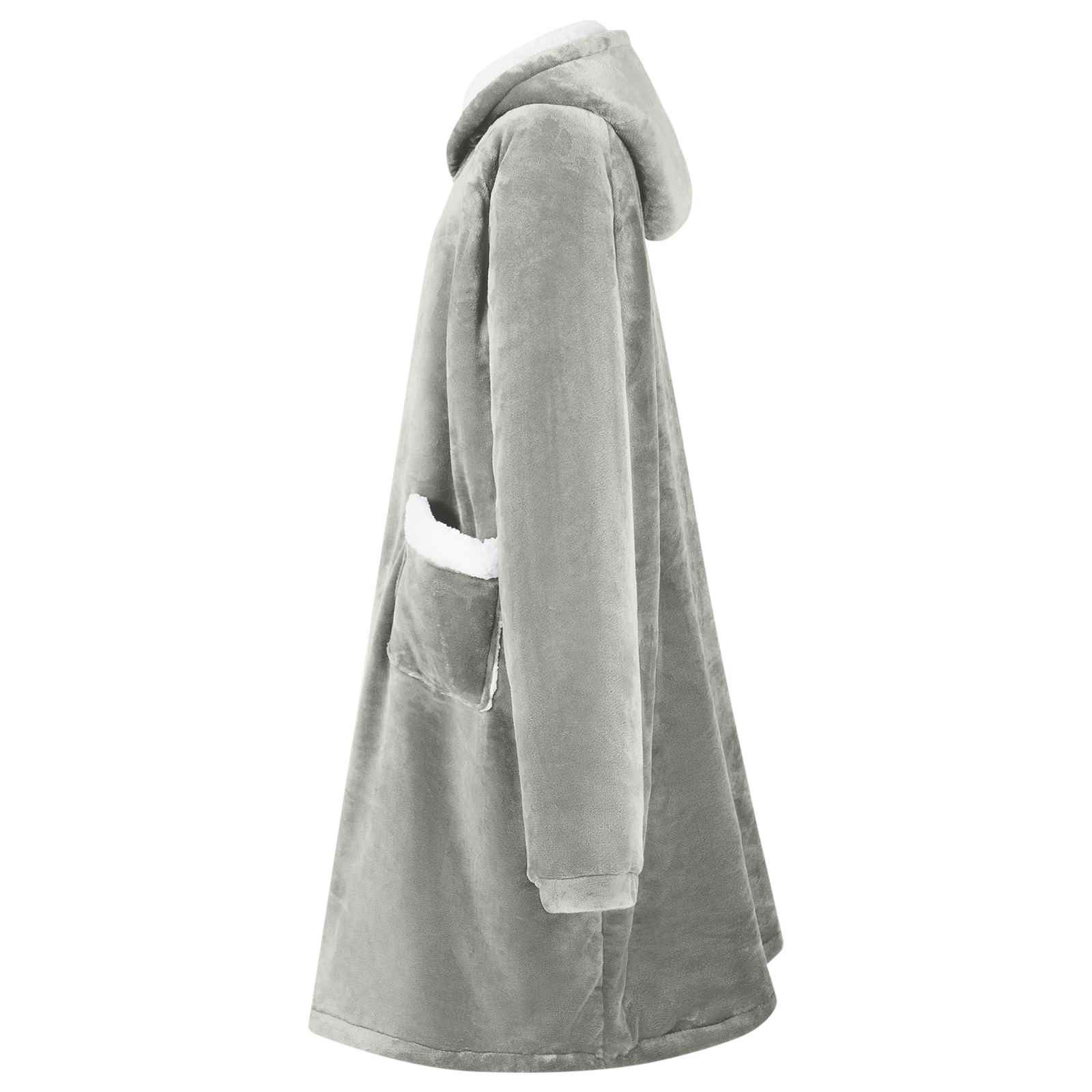 vidaXL Blanket Hoodie Grey L Fleece and Flannel 3