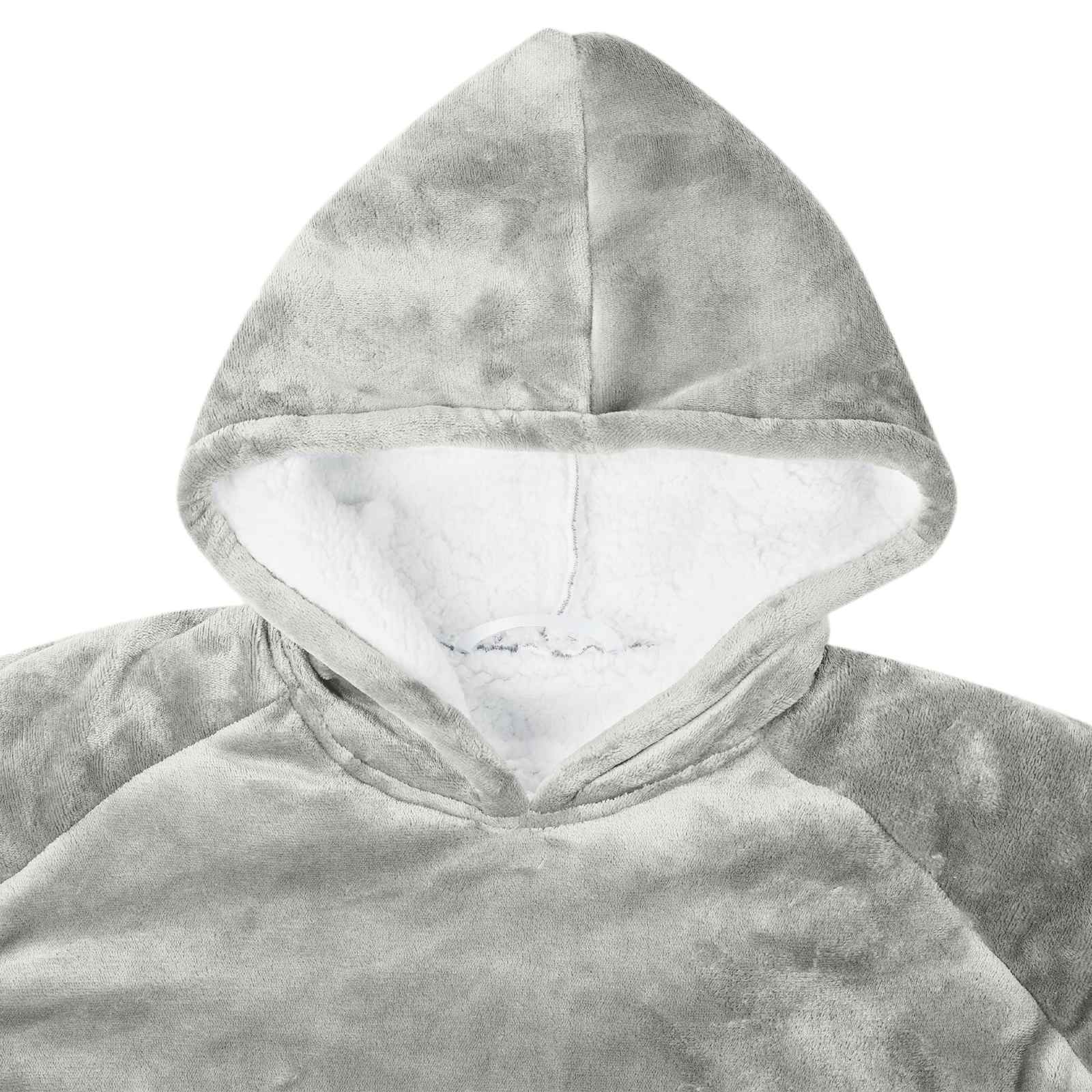 vidaXL Blanket Hoodie Grey L Fleece and Flannel 5