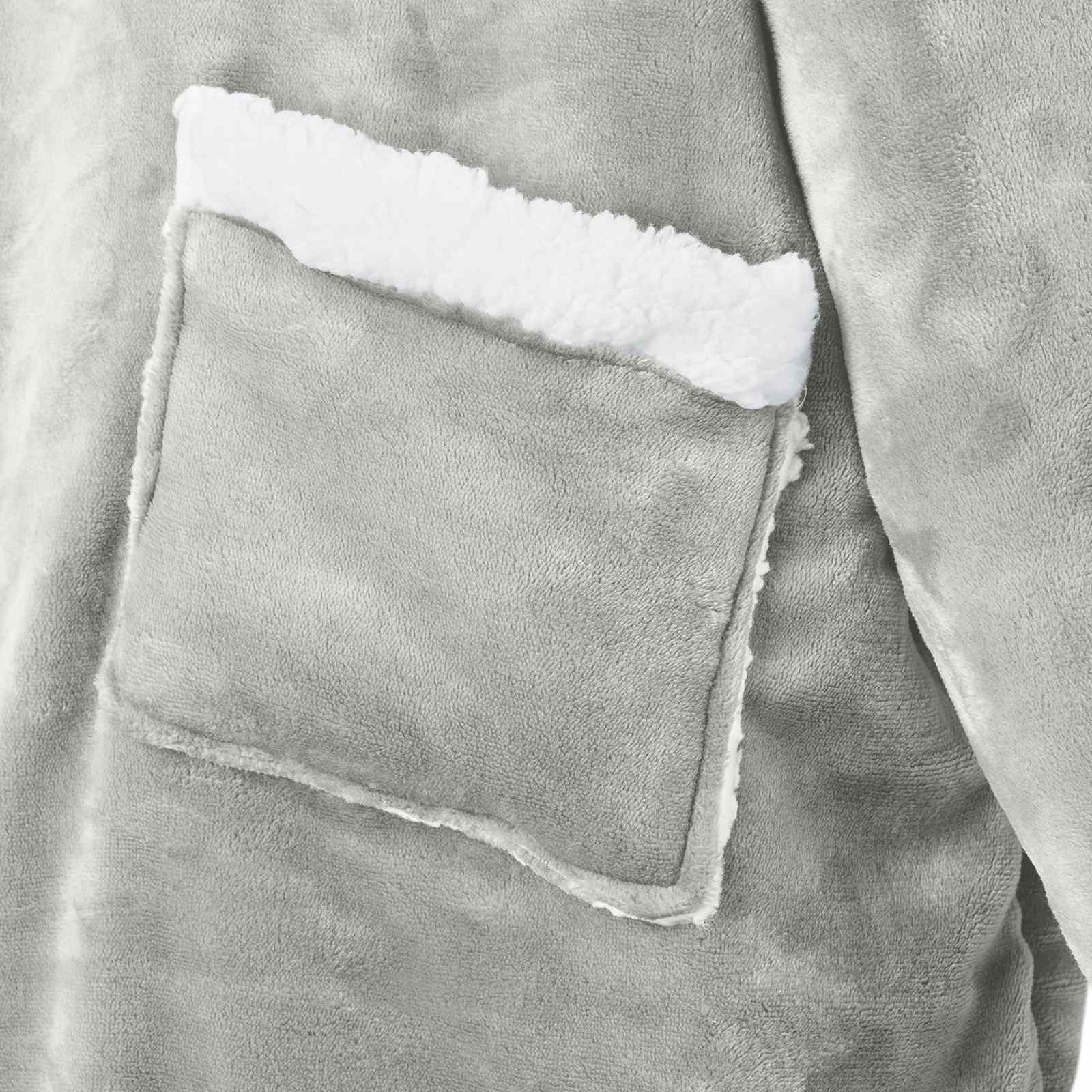 vidaXL Blanket Hoodie Grey L Fleece and Flannel 6