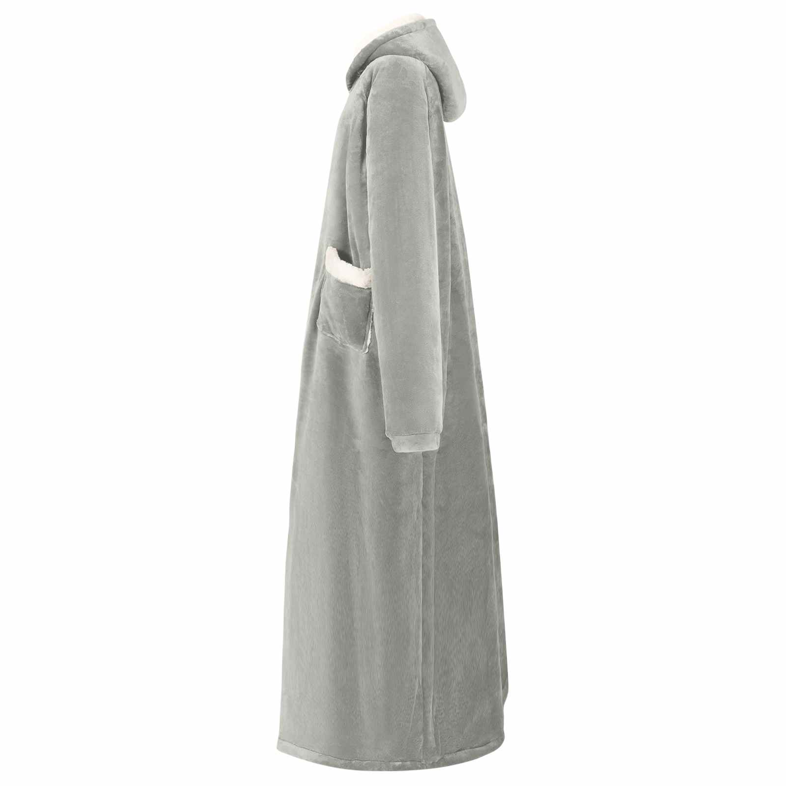 vidaXL Blanket Hoodie Grey L Fleece and Flannel 3