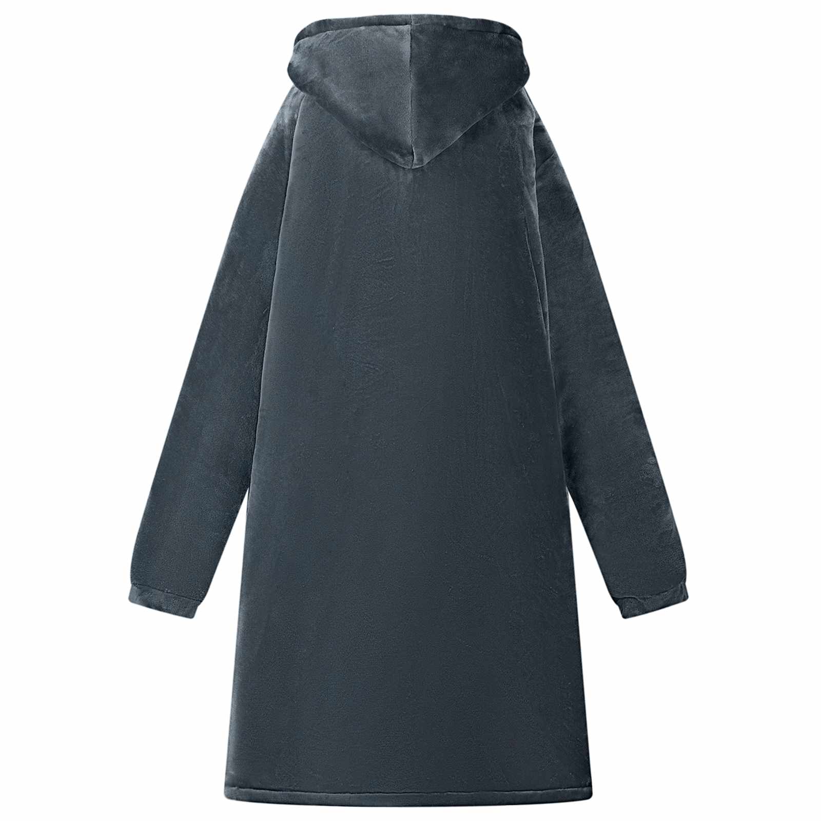 vidaXL Blanket Hoodie Navy Blue L Fleece and Flannel 4