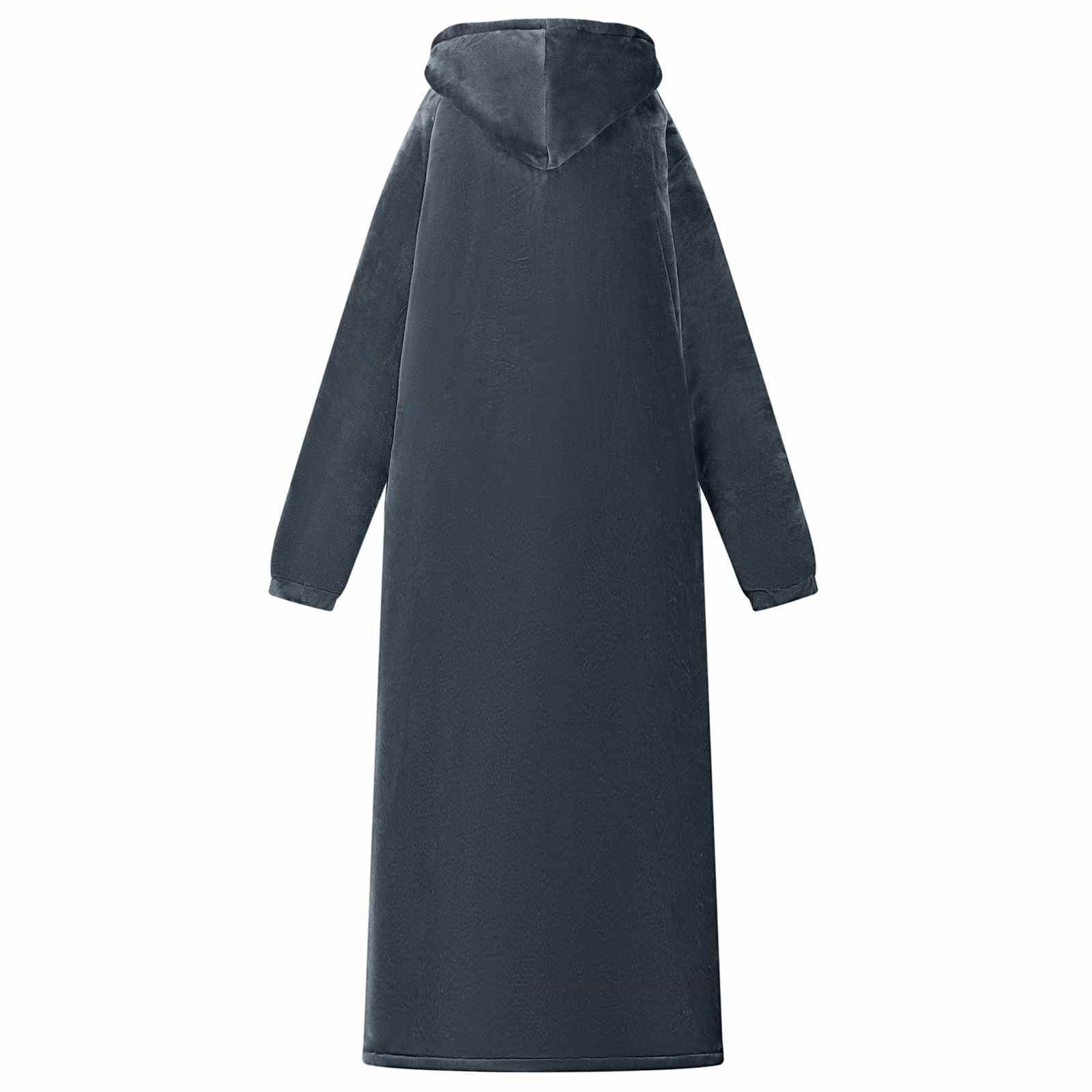 vidaXL Blanket Hoodie Navy Blue L Fleece and Flannel 4