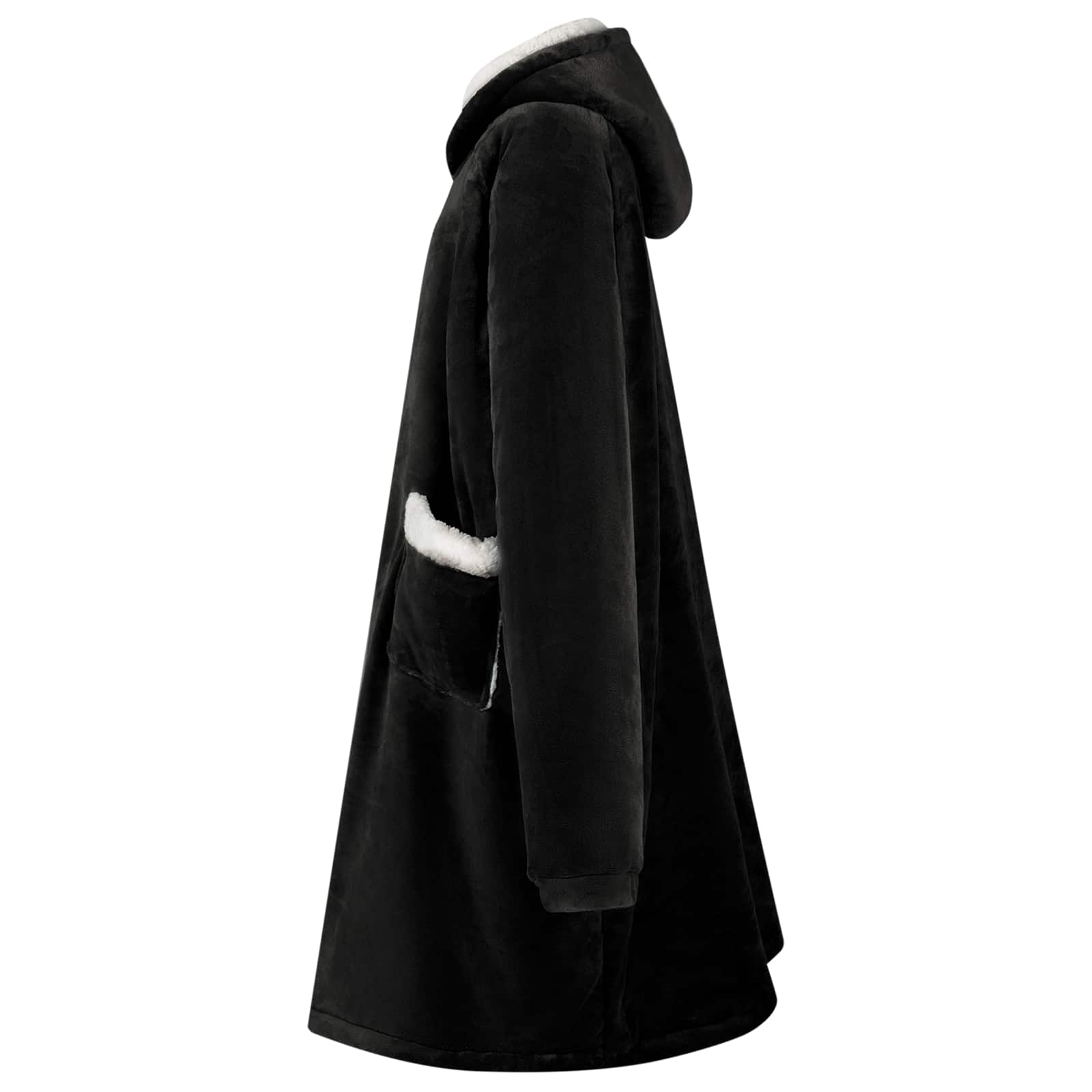 vidaXL Blanket Hoodie Black M Fleece and Flannel 3