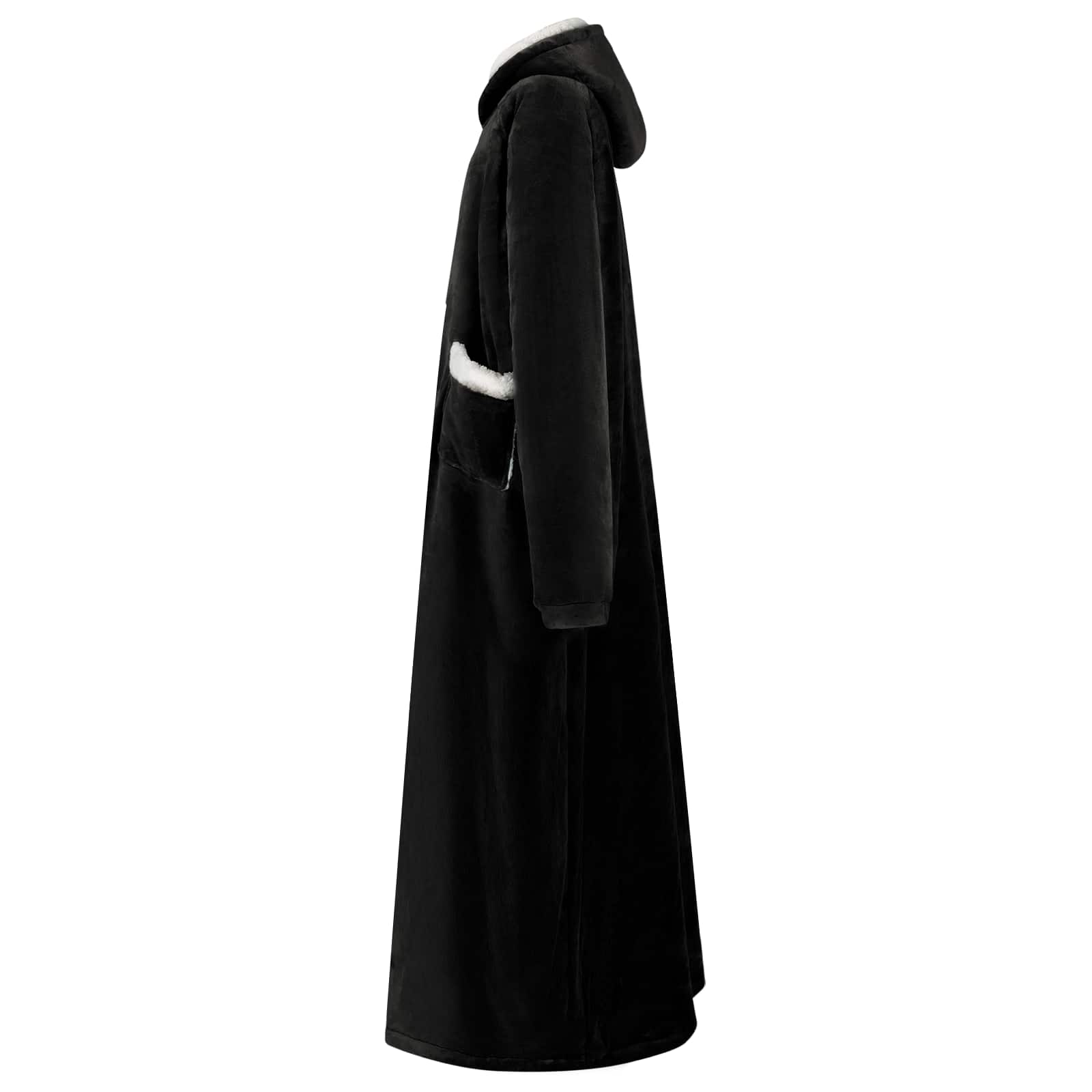 vidaXL Blanket Hoodie Black L Fleece and Flannel 3