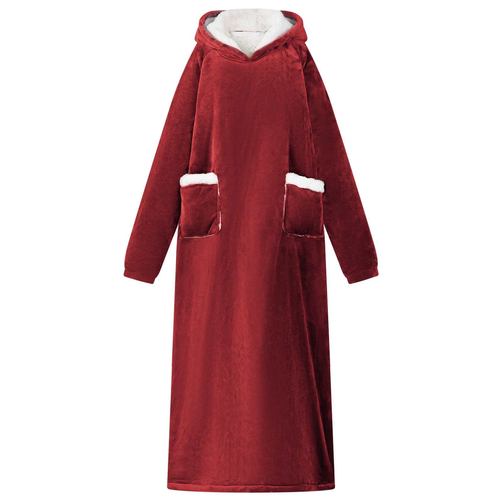 vidaXL Blanket Hoodie Bordeaux Red M Fleece and Flannel 1
