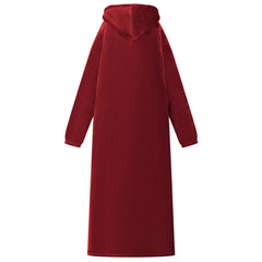 vidaXL Blanket Hoodie Bordeaux Red L Fleece and Flannel 4