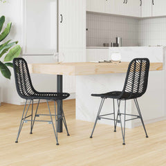 vidaXL Dining Chair 2 pcs Rattan and Iron Black 44.5 x 54.5 x 85 cm 3