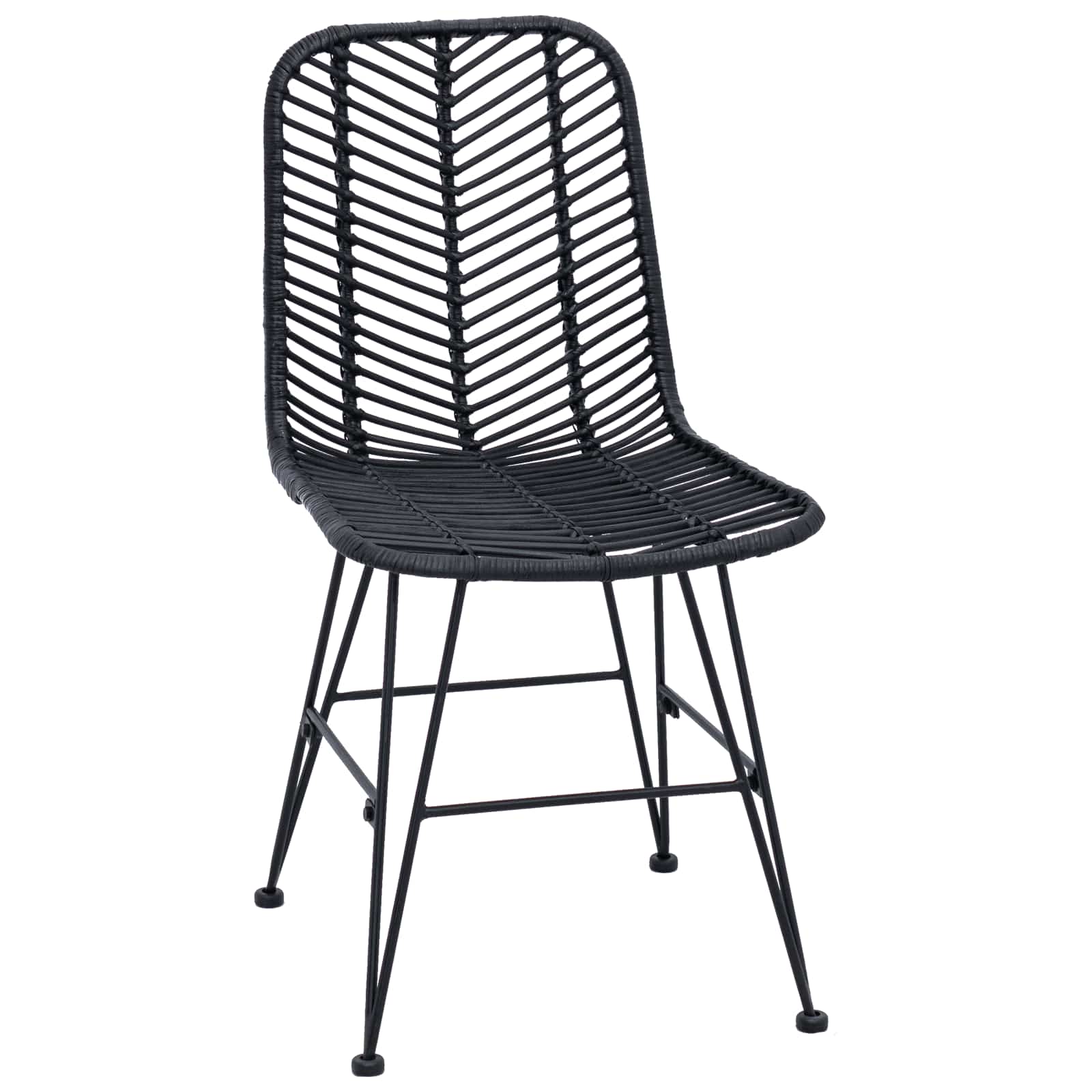 vidaXL Dining Chair 2 pcs Rattan and Iron Black 44.5 x 54.5 x 85 cm 4