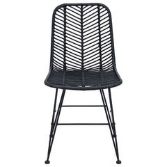 vidaXL Dining Chair 2 pcs Rattan and Iron Black 44.5 x 54.5 x 85 cm 5