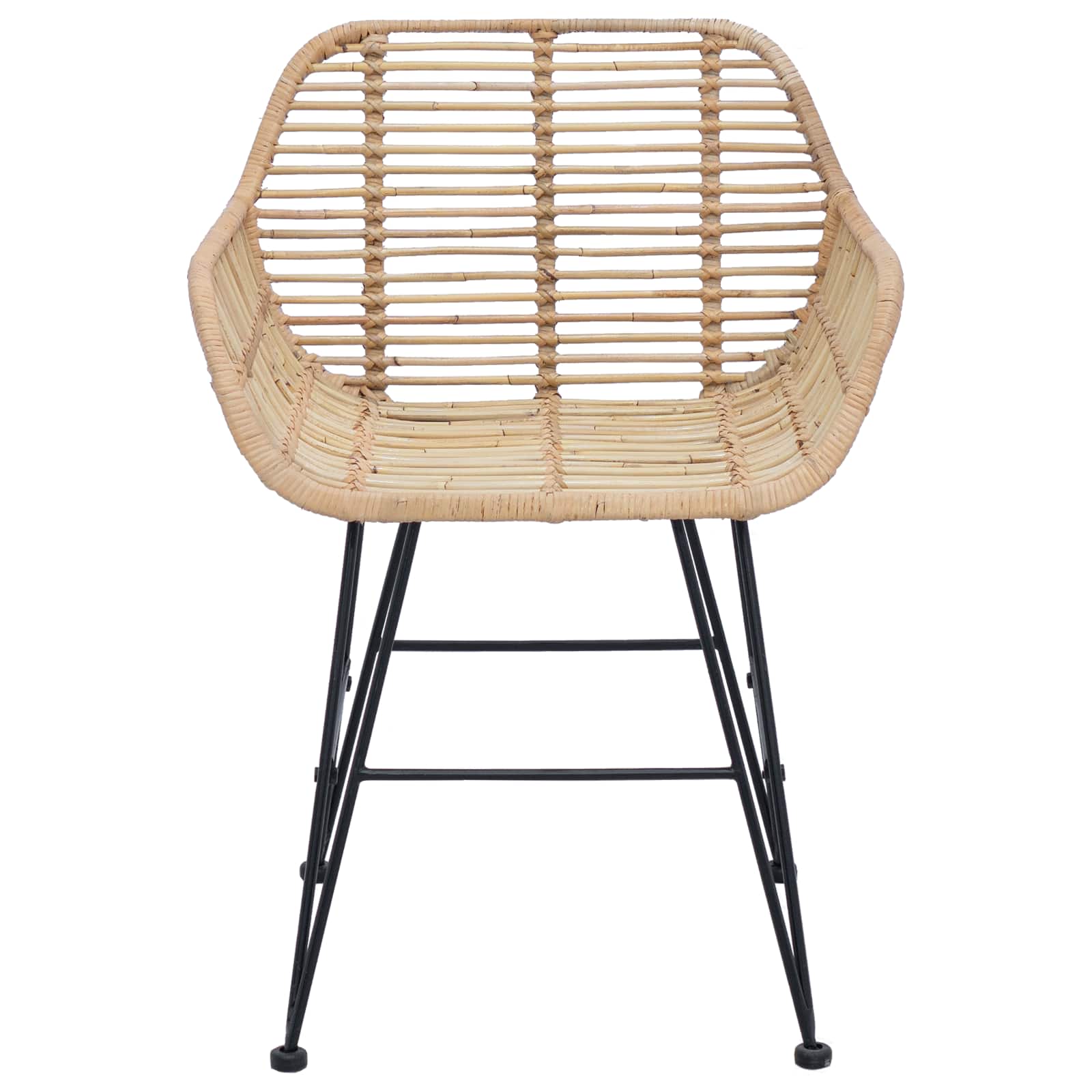 vidaXL Dining Chair 2 pcs Rattan and Iron Natural 55 x 50 x 74 cm 5