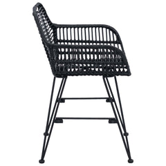 vidaXL Dining Chair 2 pcs Rattan and Iron Black 55 x 50 x 74 cm 6