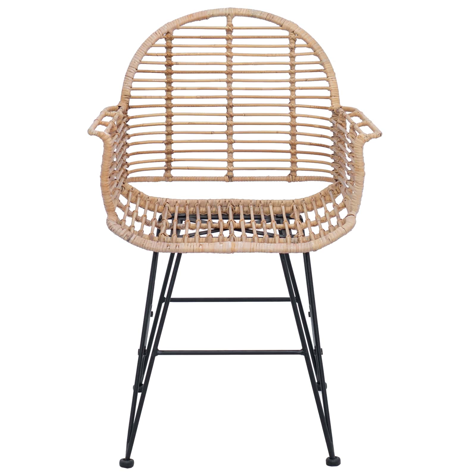 vidaXL Dining Chair 2 pcs Rattan and Iron Natural 57 x 55 x 85 cm 5