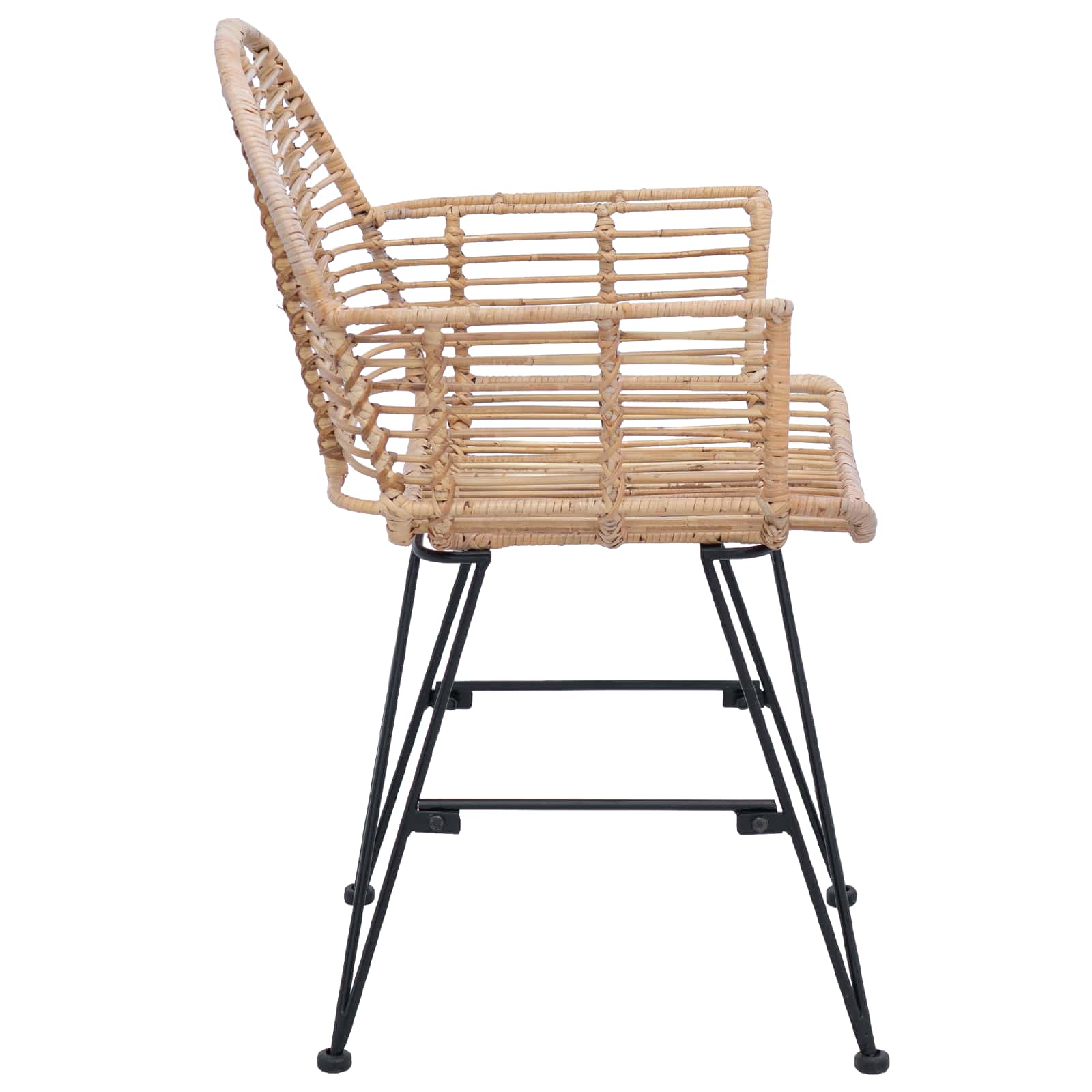 vidaXL Dining Chair 2 pcs Rattan and Iron Natural 57 x 55 x 85 cm 6