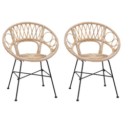 vidaXL Dining Chair 2 pcs Rattan and Iron Natural 54 x 65 x 82 cm 2