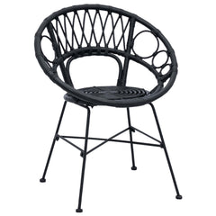 vidaXL Dining Chair 2 pcs Rattan and Iron Black 54 x 65 x 82 cm 4