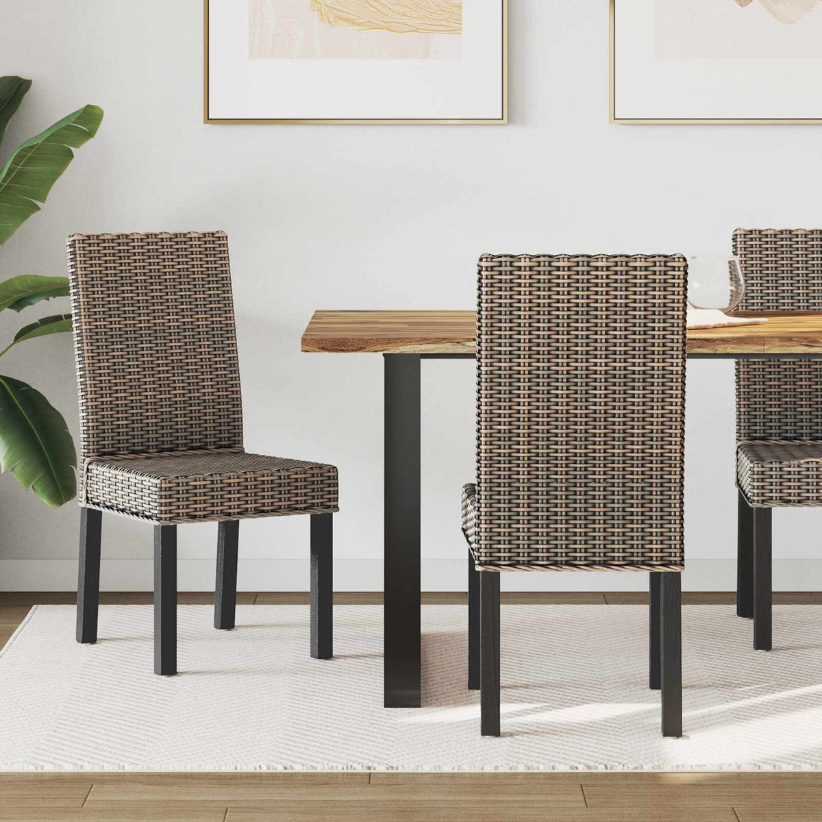 vidaXL Dining Chair GENDT 2 pcs Solid Mahogany Wood Black Wash 1