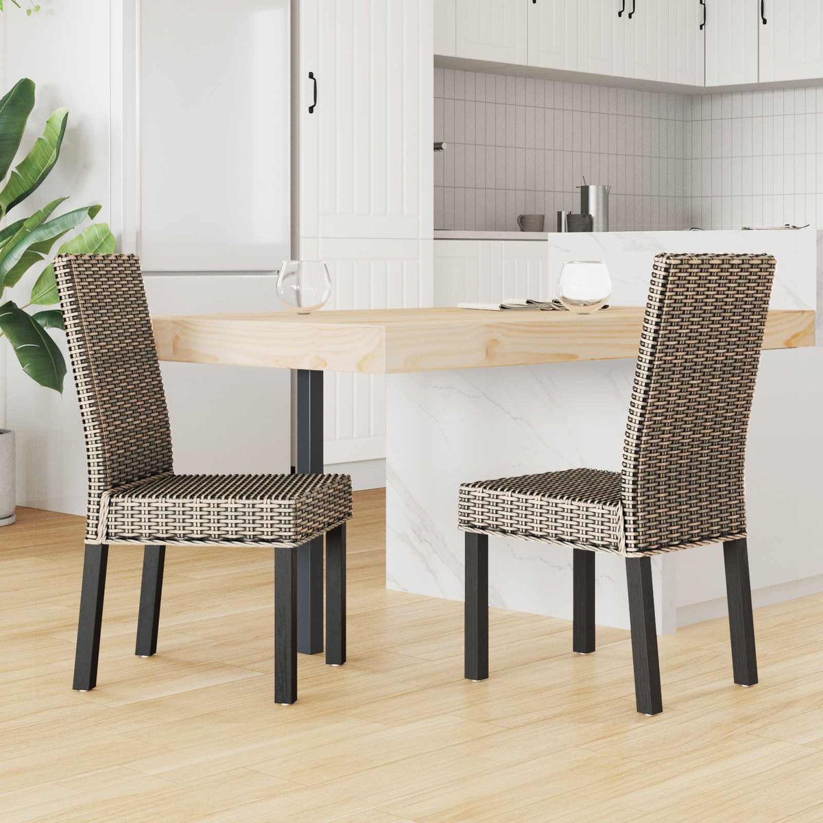 vidaXL Dining Chair GENDT 2 pcs Solid Mahogany Wood Black Wash 3