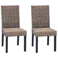 vidaXL Dining Chair GENDT 2 pcs Solid Mahogany Wood Black Wash 2
