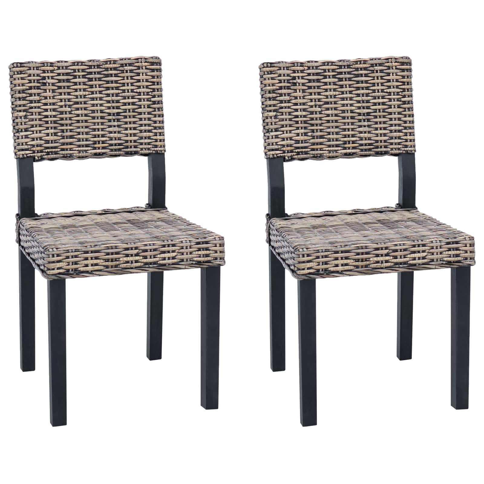 vidaXL Dining Chair GENDT 2 pcs Kubu Rattan Black Wash 46 x 55 x 84 cm 2