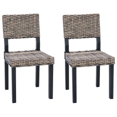 vidaXL Dining Chair GENDT 2 pcs Kubu Rattan Black Wash 46 x 55 x 84 cm 2