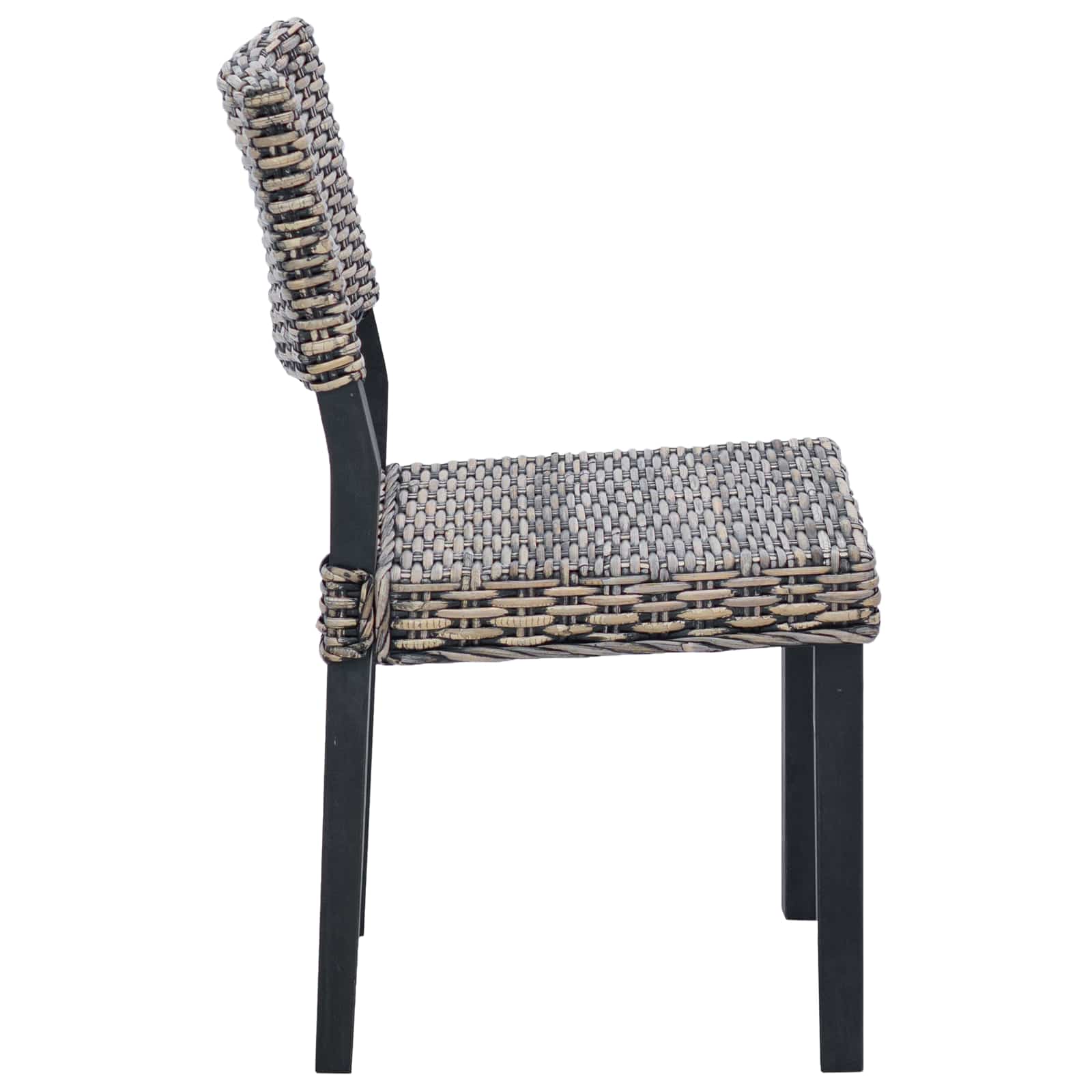 vidaXL Dining Chair GENDT 2 pcs Kubu Rattan Black Wash 46 x 55 x 84 cm 6