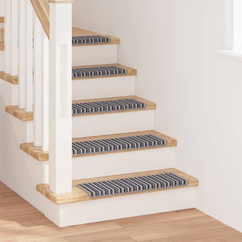 Self-adhesive Stair Mats 15 pcs 65 x 21 x 4 cm Non-Slip Grey