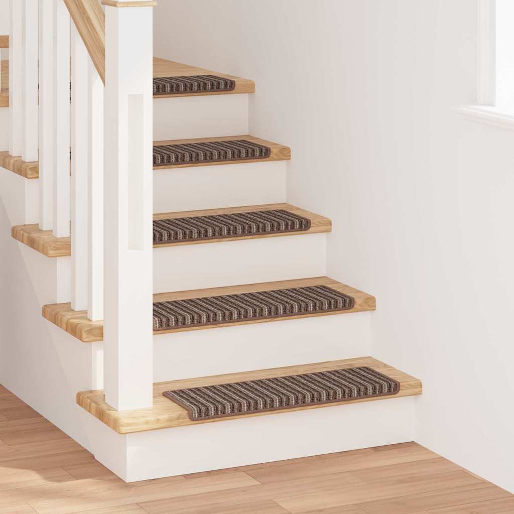 Self-adhesive Stair Mats 15 pcs 65 x 21 x 4 cm Non-Slip Brown