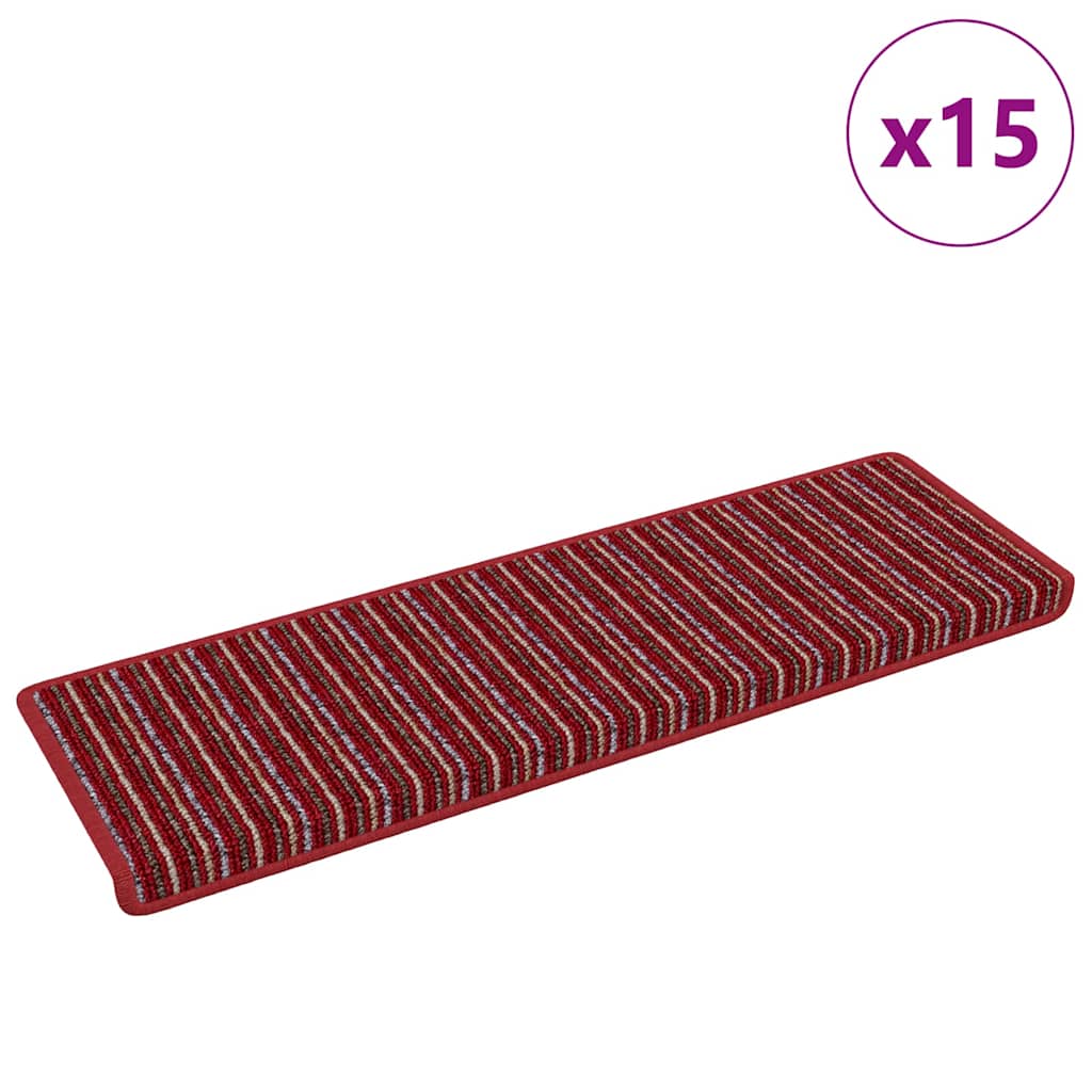 Self-adhesive Stair Mats 15 pcs 65 x 21 x 4 cm Non-Slip Red