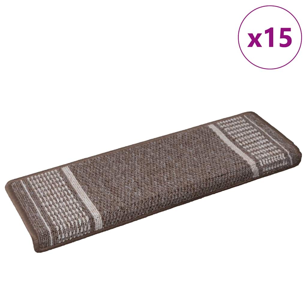 vidaXL Self-adhesive Stair Mats 15 pcs 65 x 21 x 4 cm Non-Slip Brown 3