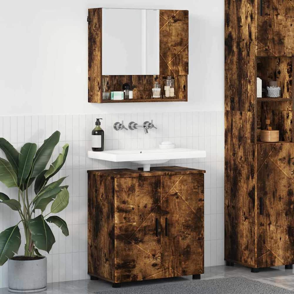 Bathroom Furniture Set 2 pcs 61 x 35 x 64 cm Smoked oak