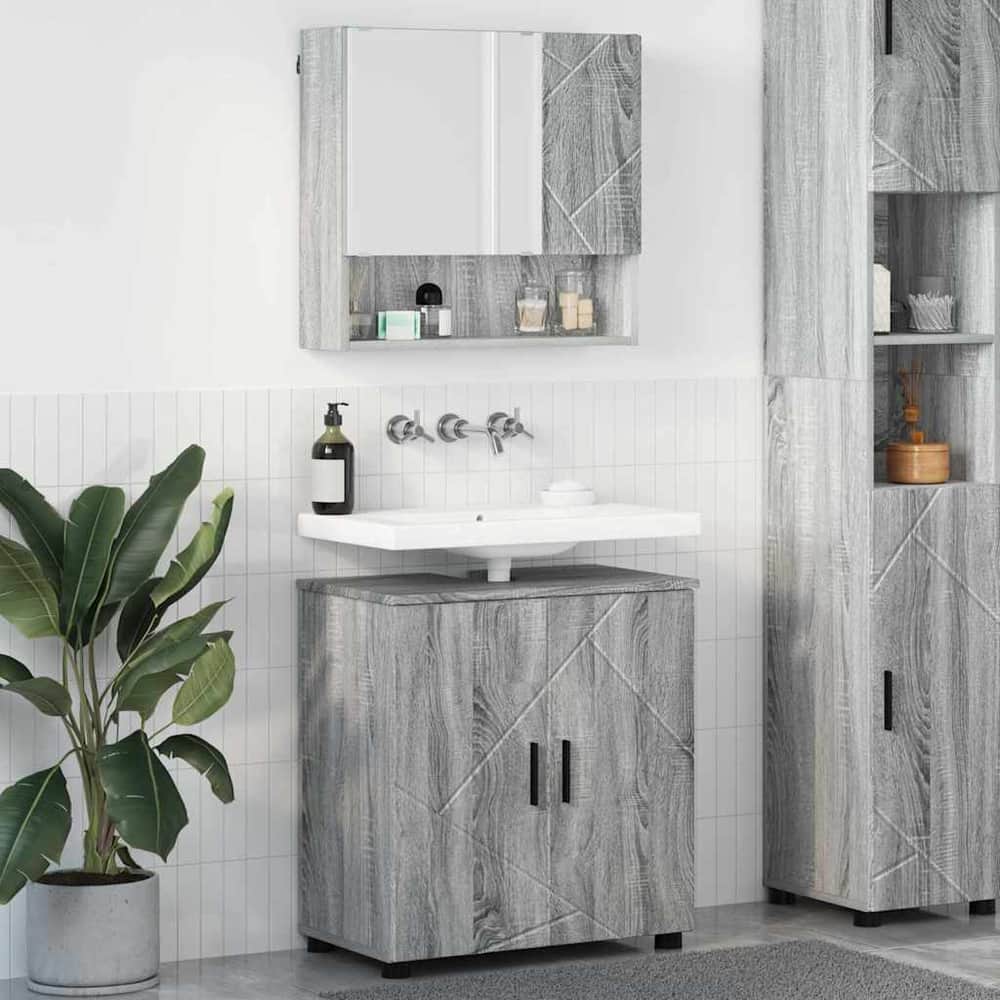 Bathroom Furniture Set 2 pcs 61 x 35 x 64 cm Grey sonoma