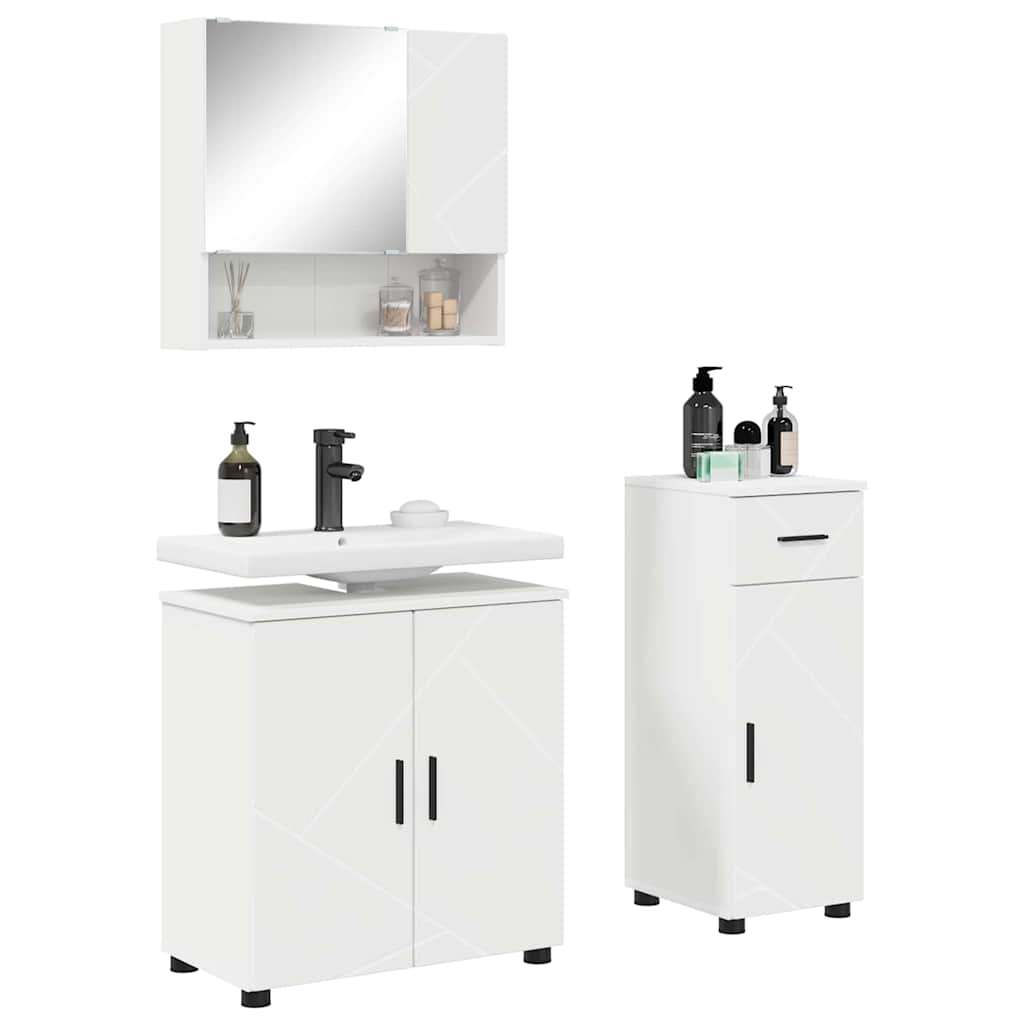Bathroom Furniture Set 3 pcs 61 x 35 x 64 cm White