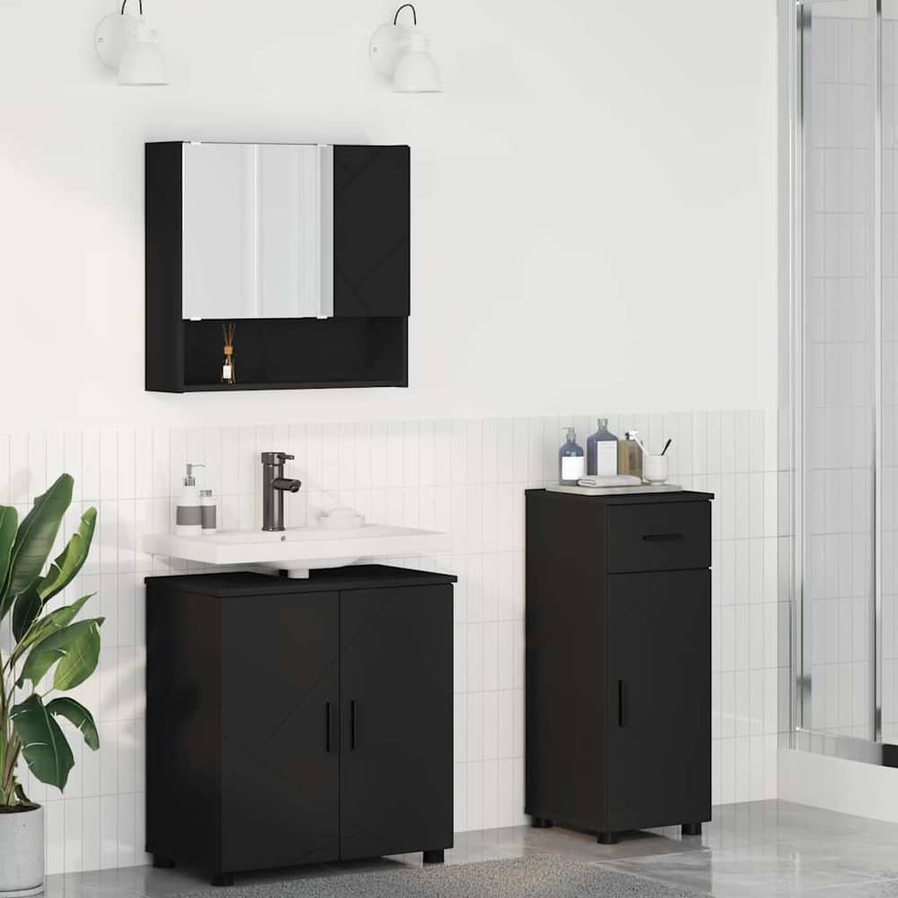 Bathroom Furniture Set 3 pcs 61 x 35 x 64 cm Black