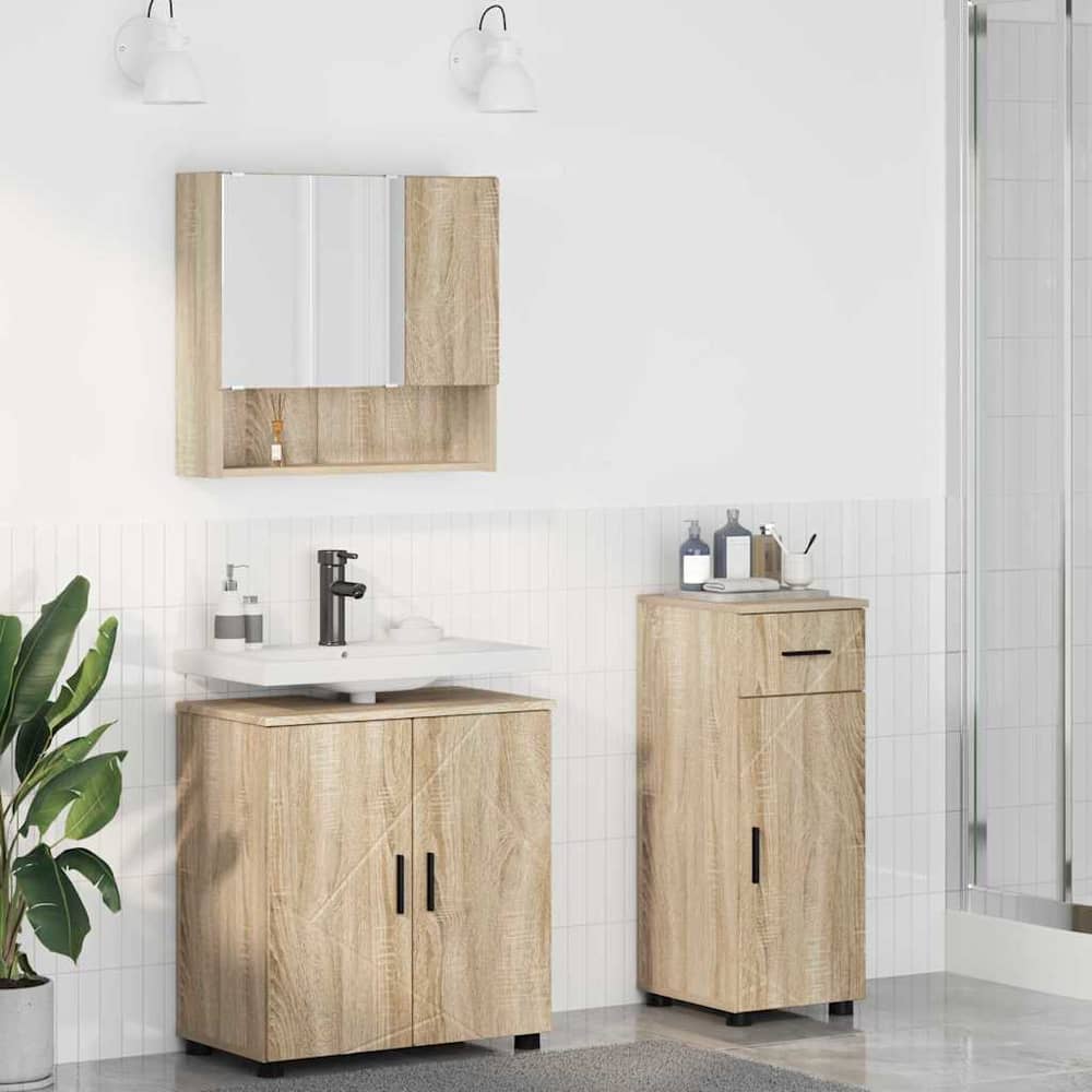 Bathroom Furniture Set 3 pcs 61 x 35 x 64 cm Sonoma oak