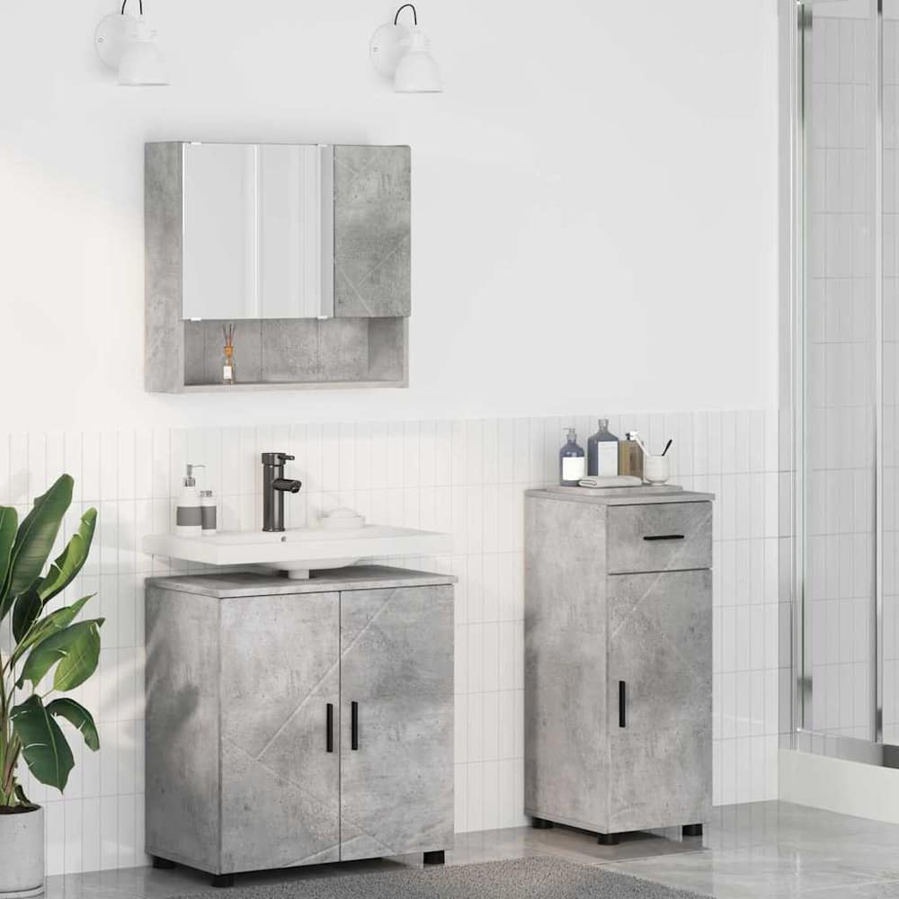 Bathroom Furniture Set 3 pcs 61 x 35 x 64 cm Concrete grey