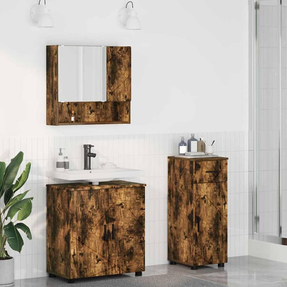 Bathroom Furniture Set 3 pcs 61 x 35 x 64 cm Smoked oak