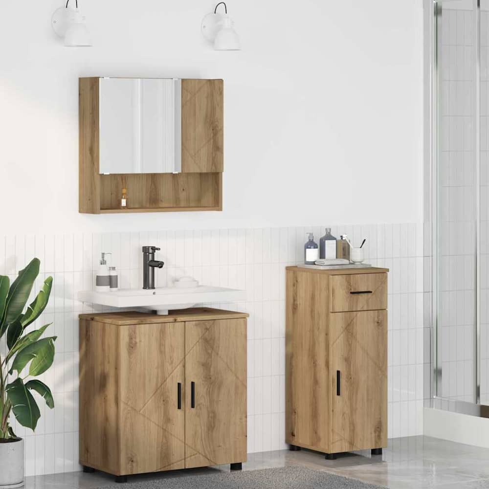 Bathroom Furniture Set 3 pcs 61 x 35 x 64 cm Artisan oak